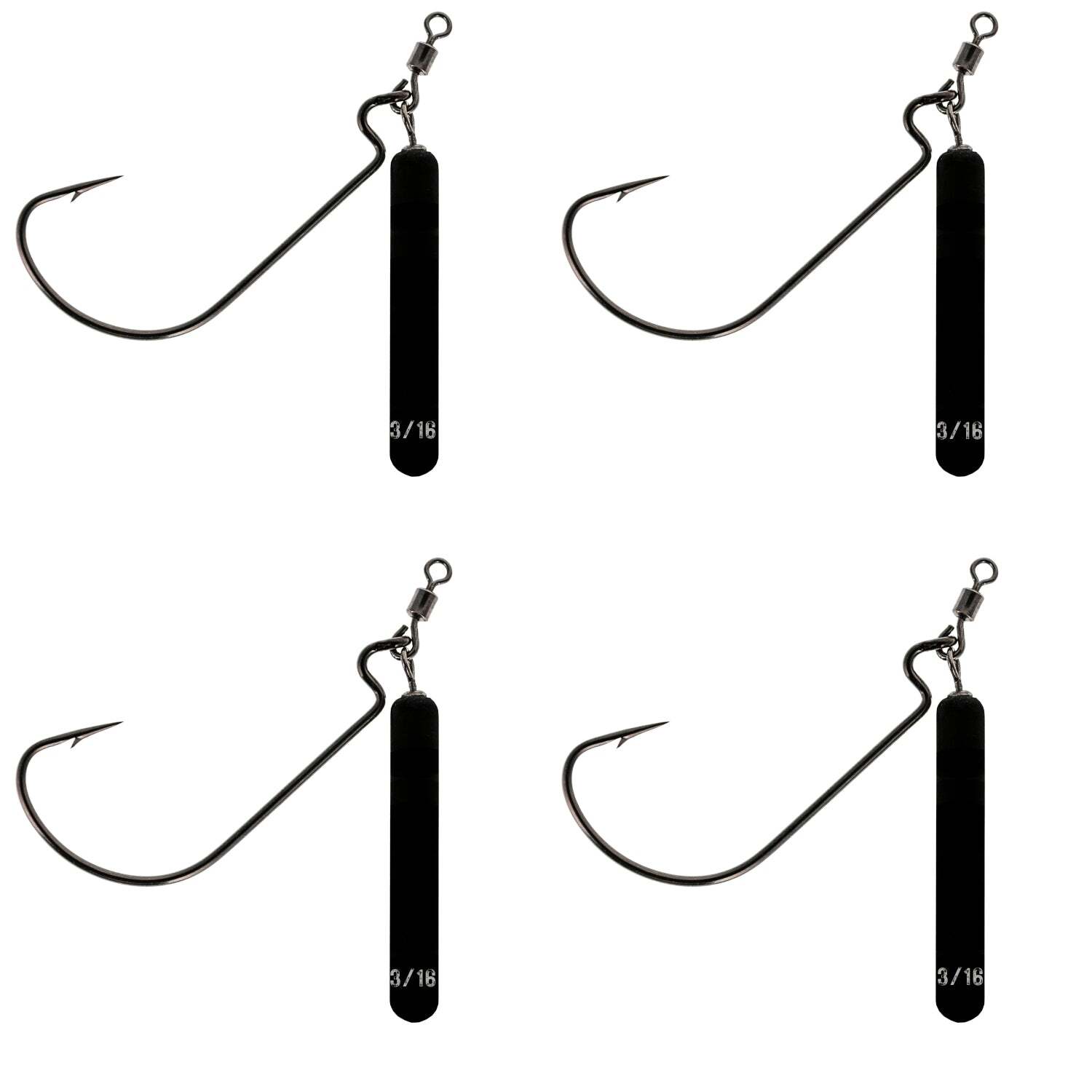 Reaction Tackle Tungsten Jika Rigs- 4 Pack- Never Chip Black