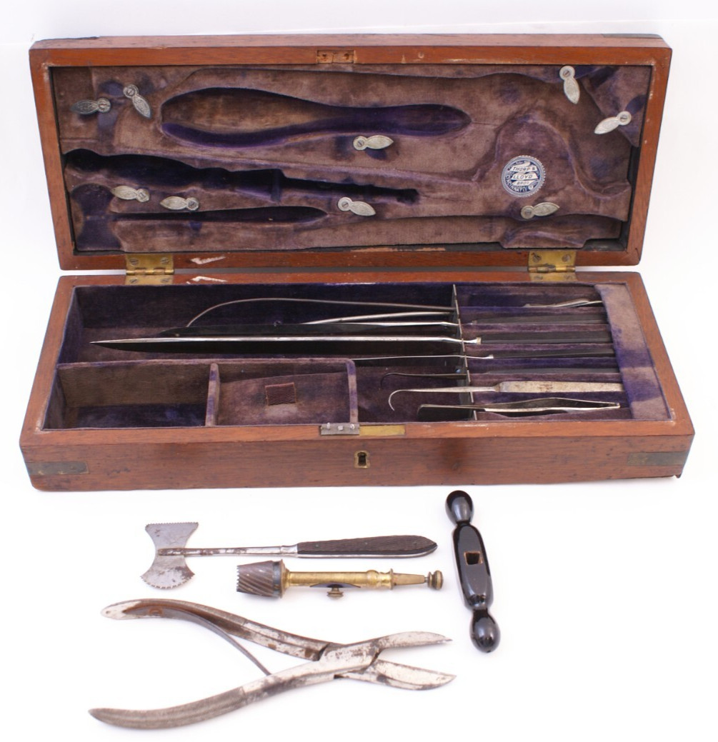 ANTIQ MEDICAL SURGEON SURGICAL KIT - THORP & LLOYD CIVIL WAR ERA - 14 PC - ORIG