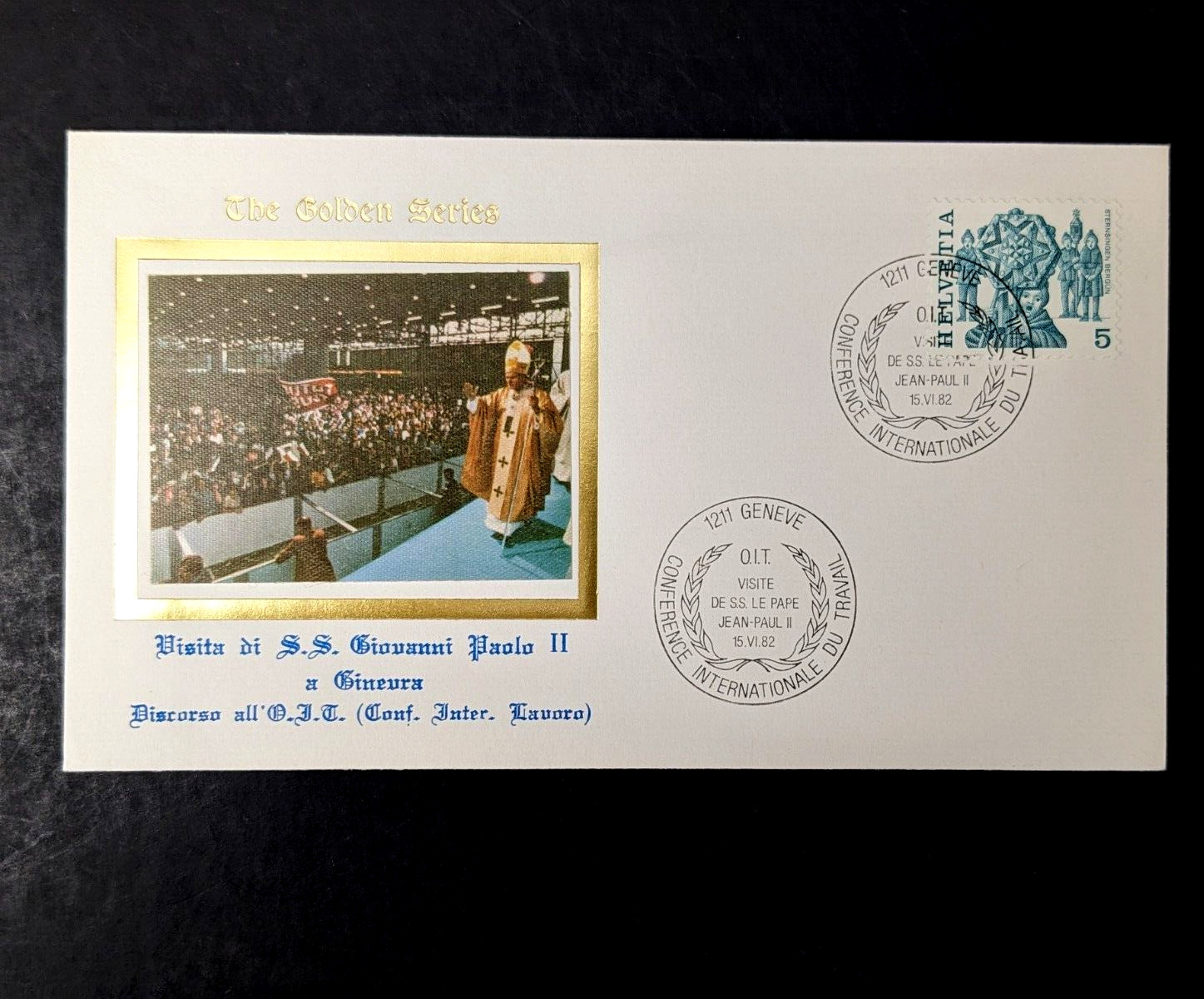 Pope John Paul II, The Golden Series Trip to Geneva, 4 Covers Plus Stamps 1982