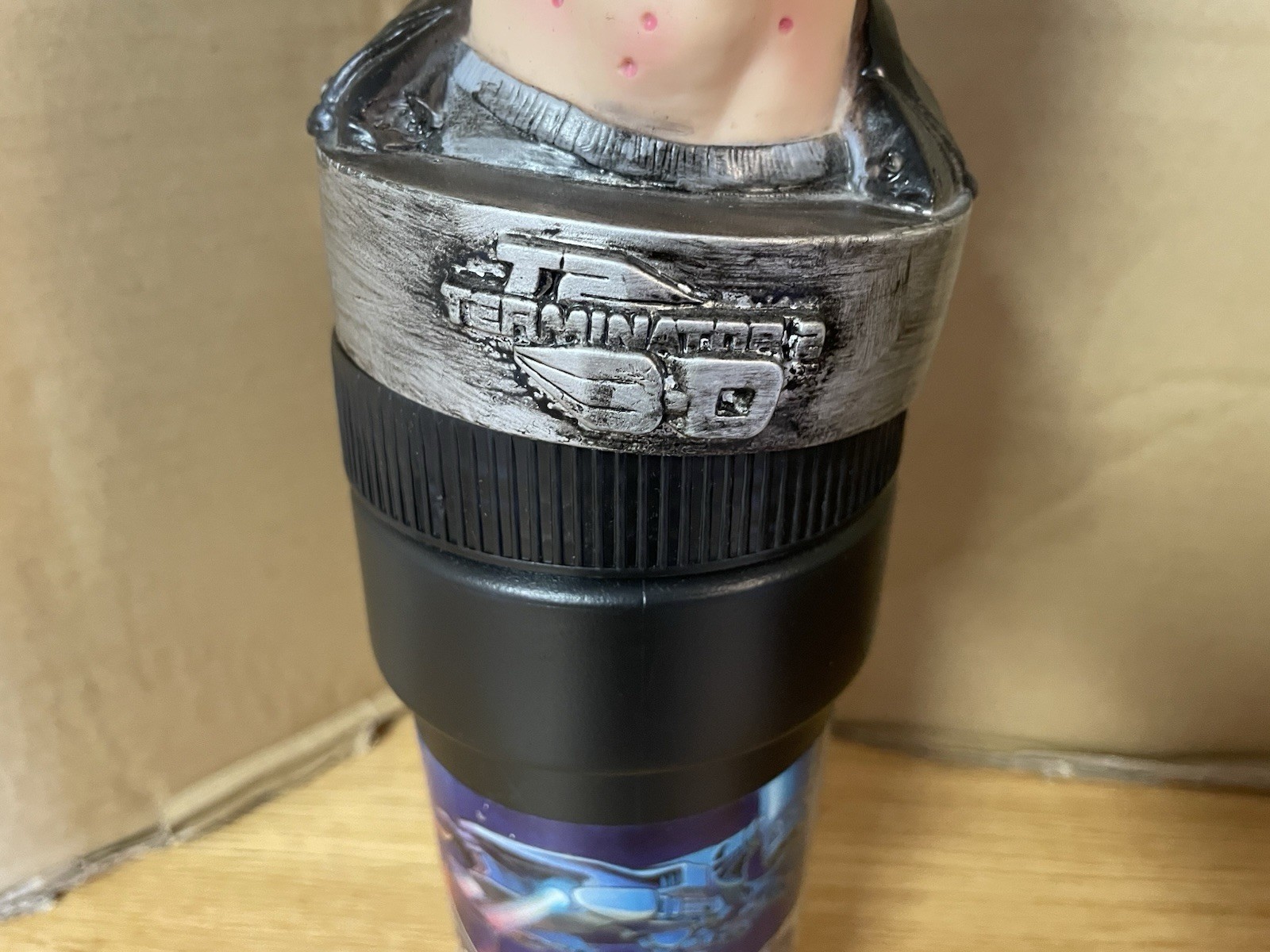 Vtg Terminator 2 T2-3D T800 Head Straw Cup Universal Studios Hollywood 1999