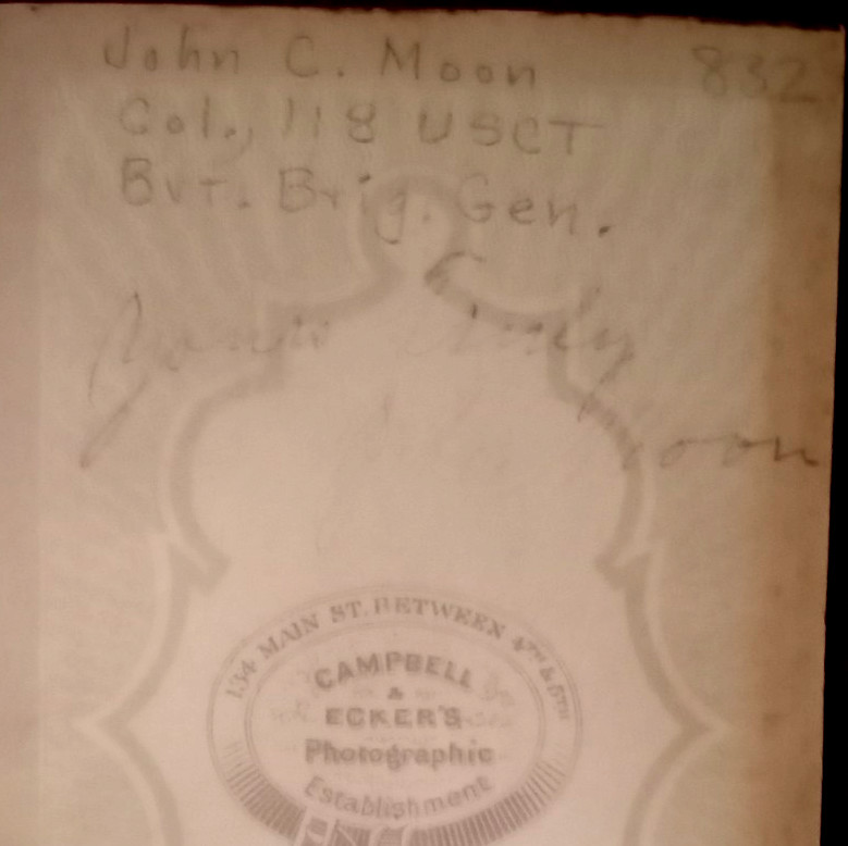 ORIGINAL ID'D CIVIL WAR CDV OF COLONEL JOHN CARTER MOON 85TH OHIO 118 US CT