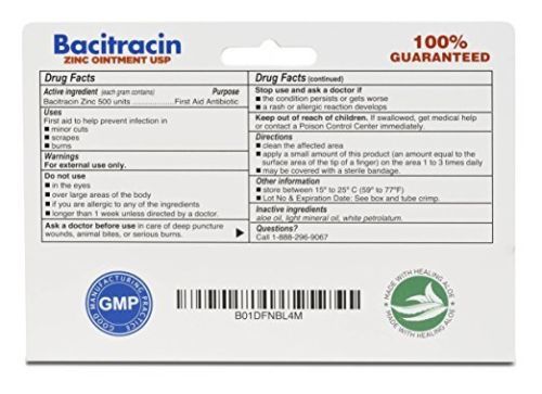 Bacitracin Zinc Ointment 1 oz, with ALOE - 1 Tube
