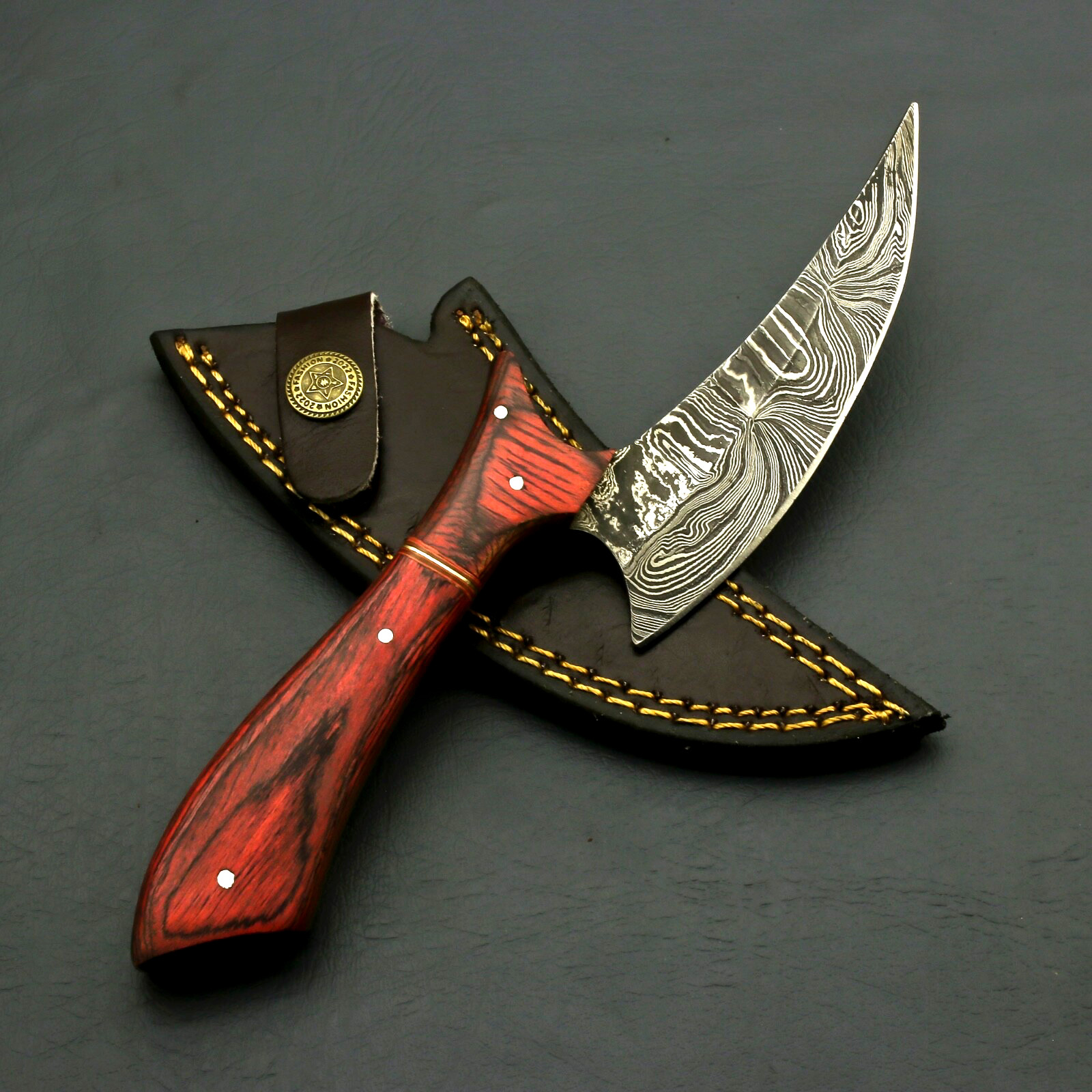 Custom Handforged Damascus Steel knife Hunting Camping  Full Tang  + Sheath