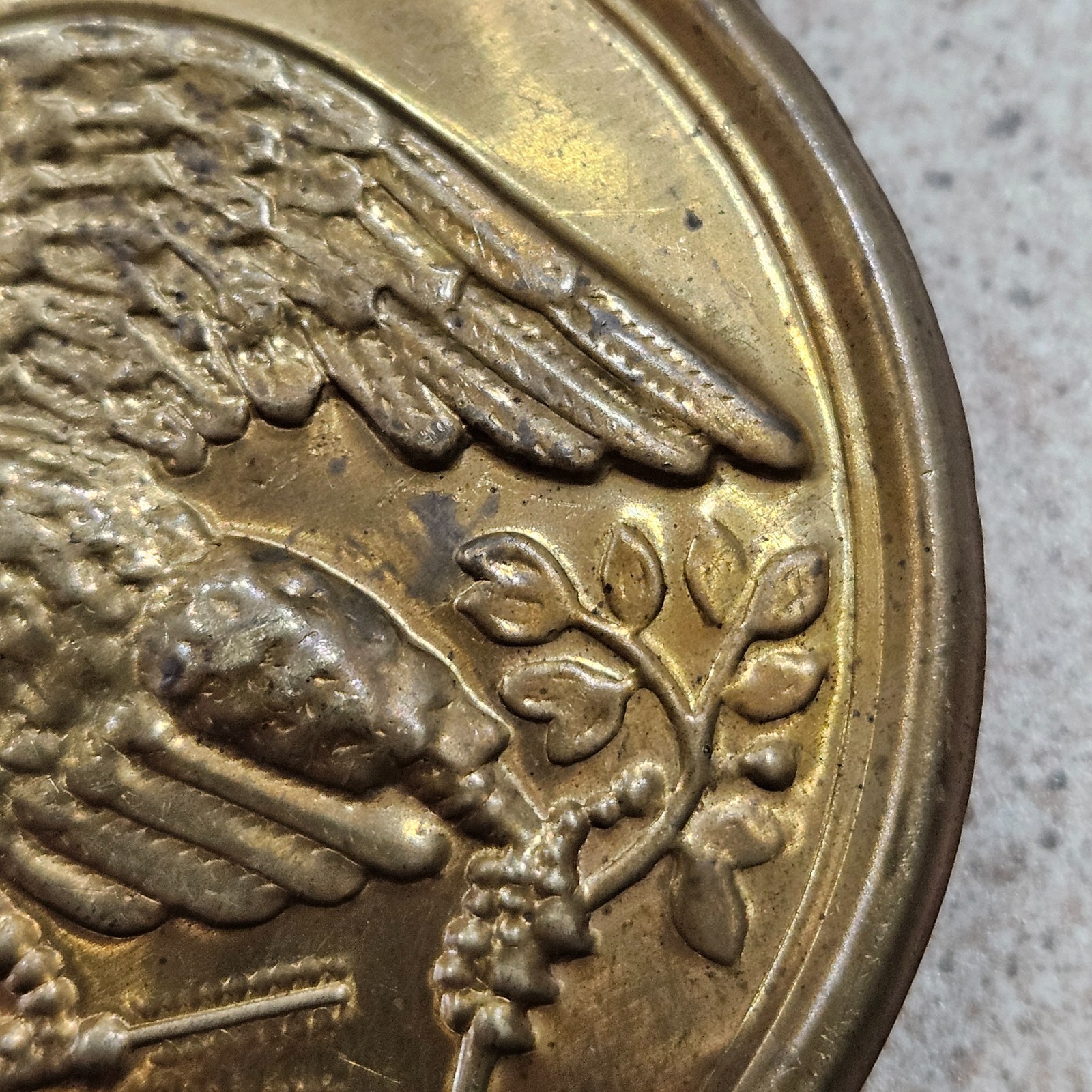 Vintage Civil War Era America Eagle Union 3 Prong Lead Filled Brass Belt Plate