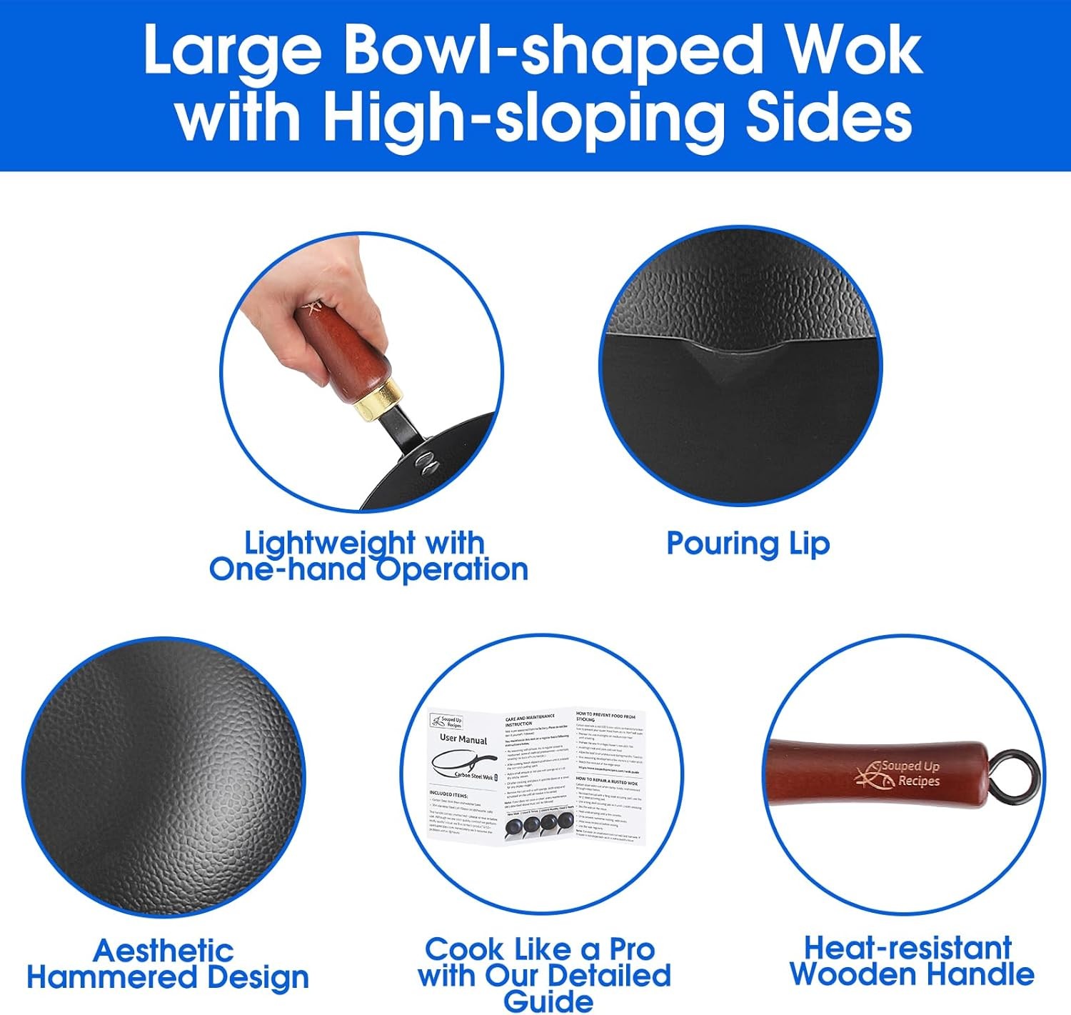 10 Inch Carbon Steel Wok For Electric, Induction and Gas Stoves