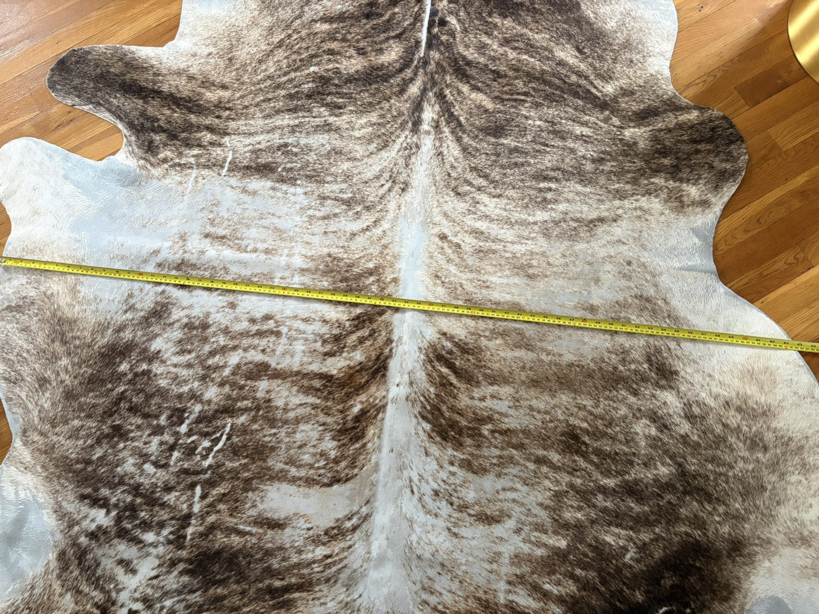 Brindle Gray Beige Natural Cowhide Rug 6 ft × 5.3 ft B.S. TRADING