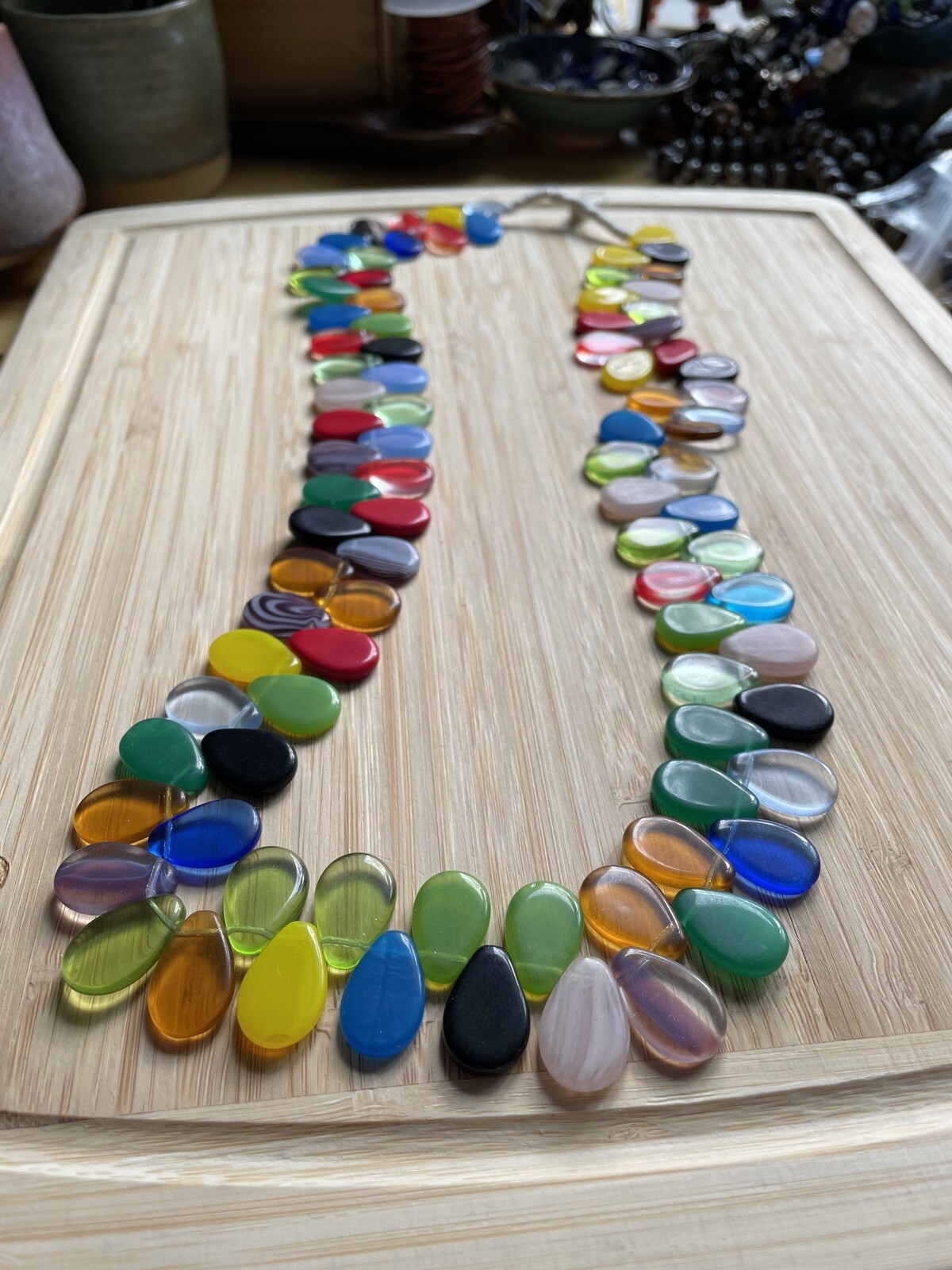 African Trade Beads Mali Wedding Necklace Czech Paddle Glass