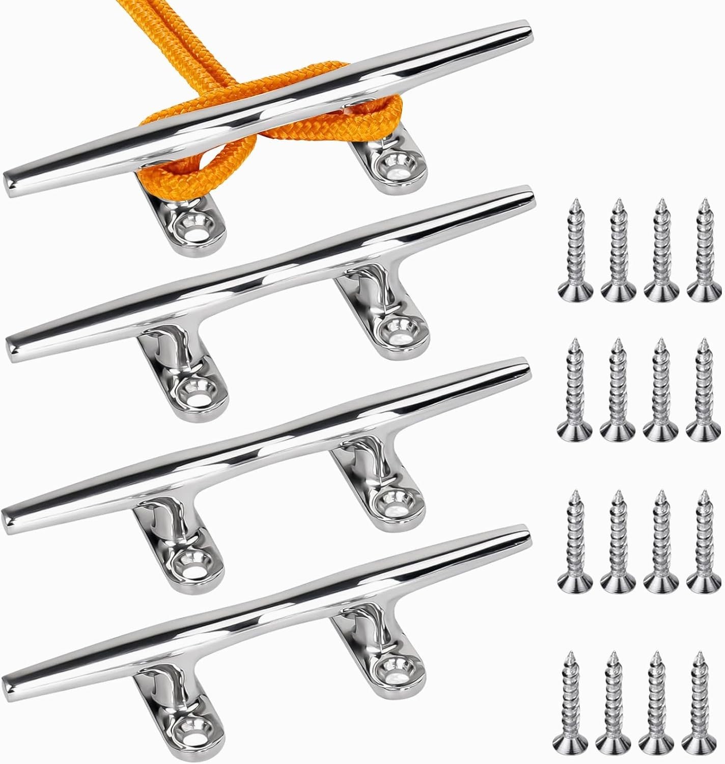 4X 316 Stainless Steel 4" Boat Rope Cleat Mooring Accessories Dock Cleats