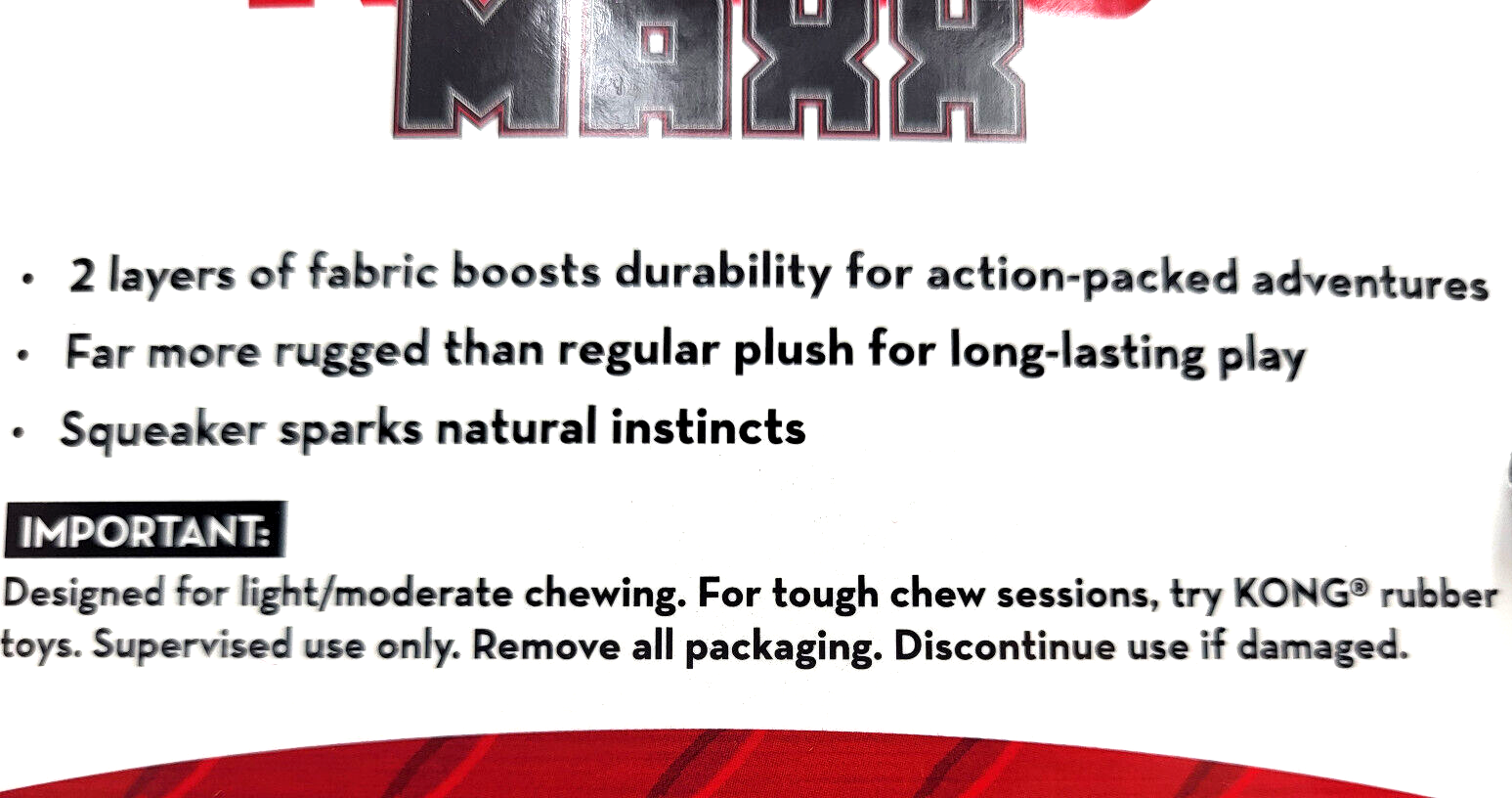 KONG Maxx Rhino Large Durable Squeaky Strong Fabric Dog Fetch Toy 12x9"