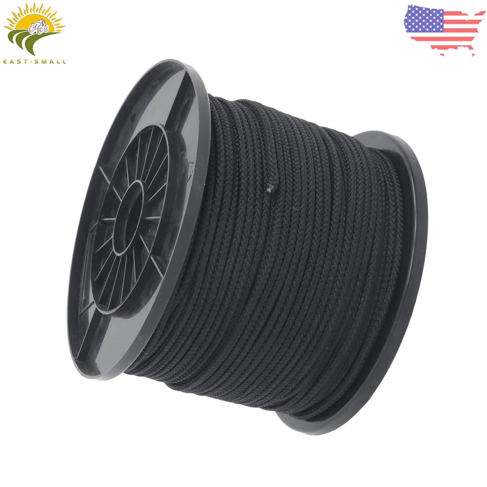 3/16" Black Dacron Polypropylene Rope 500 Ft Spool High UV & Abrasion Resistance