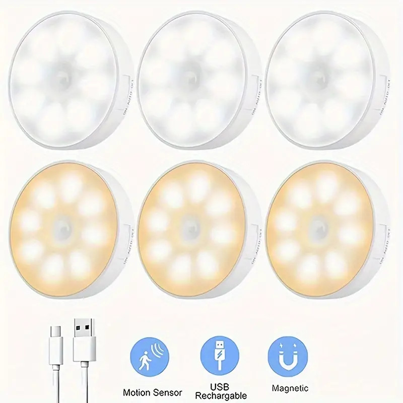 Rechargeable LED Motion Sensor Under Cabinet Closet Light USBCharge Kitchen Lamp