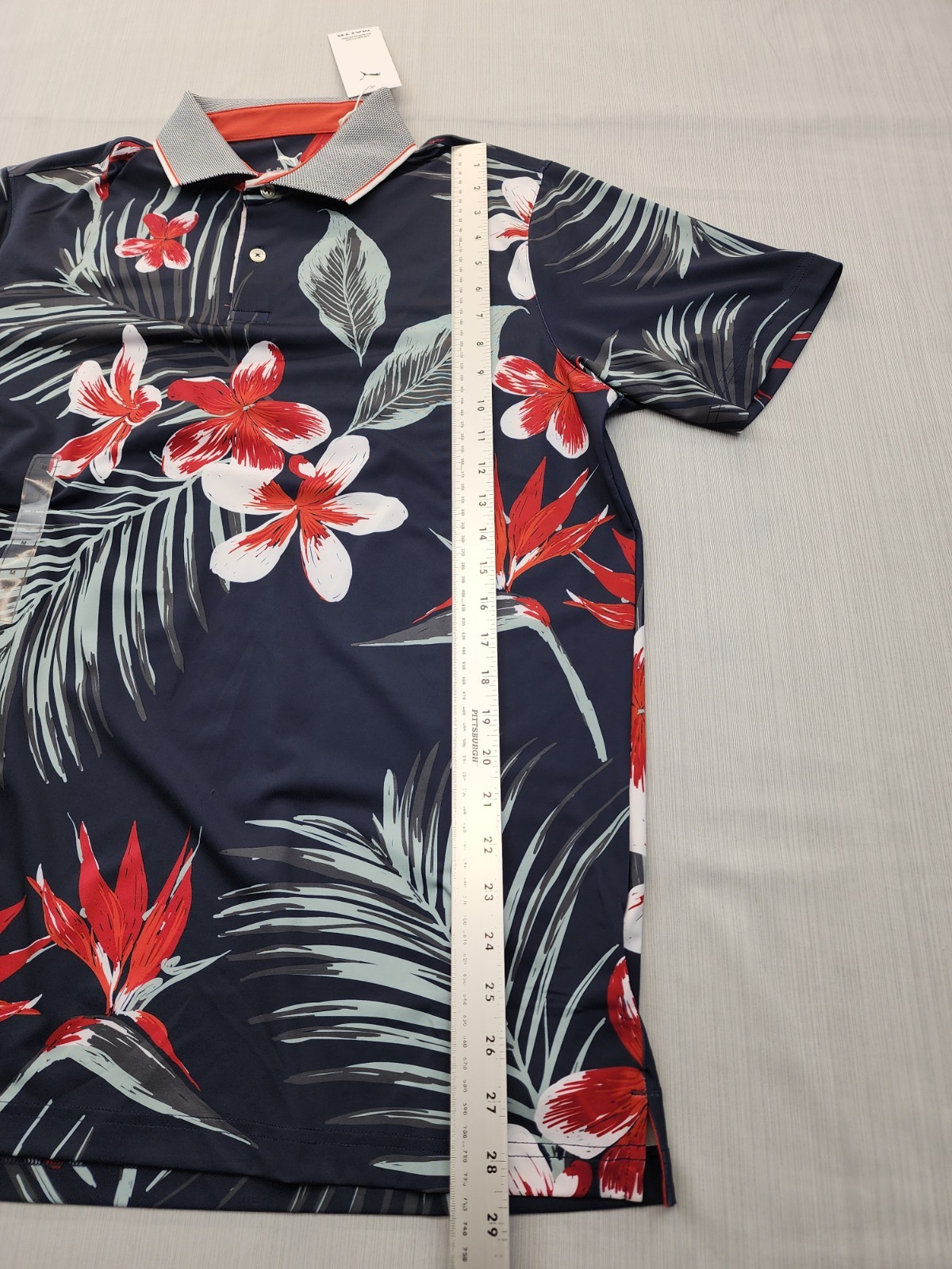 NEW Puma Golf MATTR Polo Shirt Mens Size Medium $80 Navy Floral Explosion