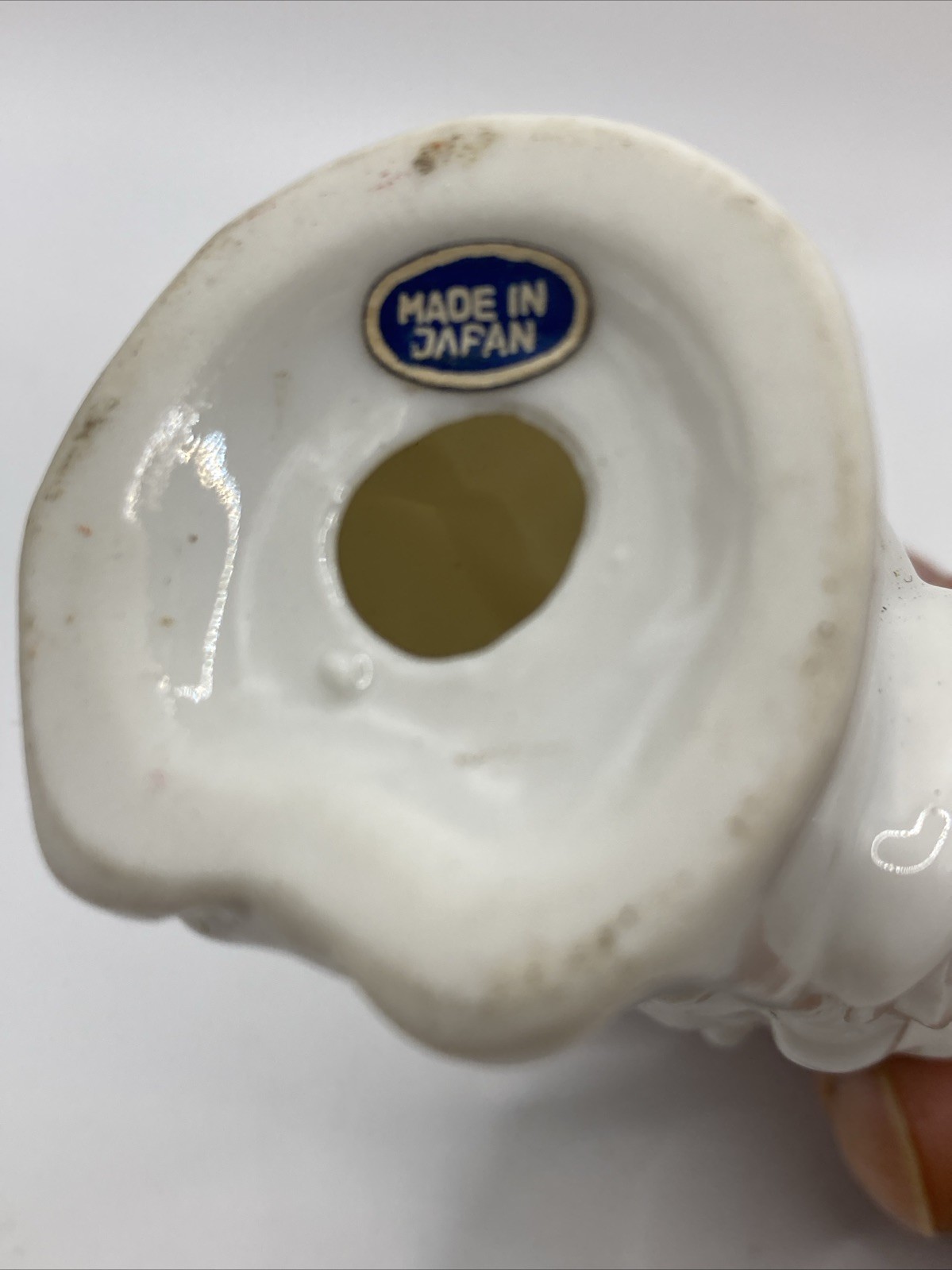 Vintage Old Wise Man Monk With Stick White Glazed Figurine Japan 3.75”