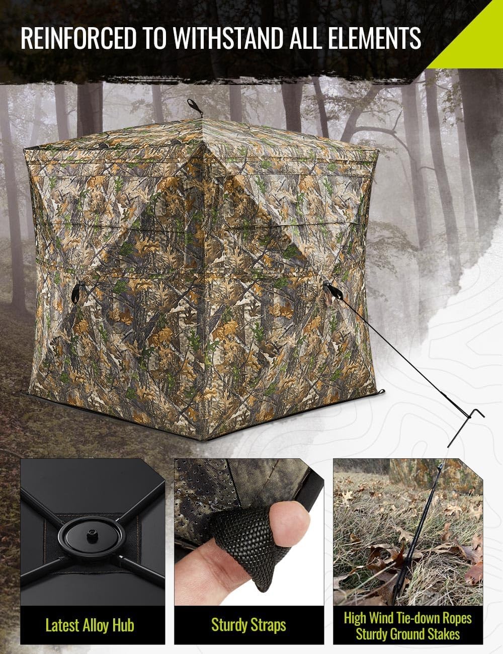 TIDEWE Hunting Blind 270°See Through with Carrying Bag, Pop Up Ground Blinds,2 P