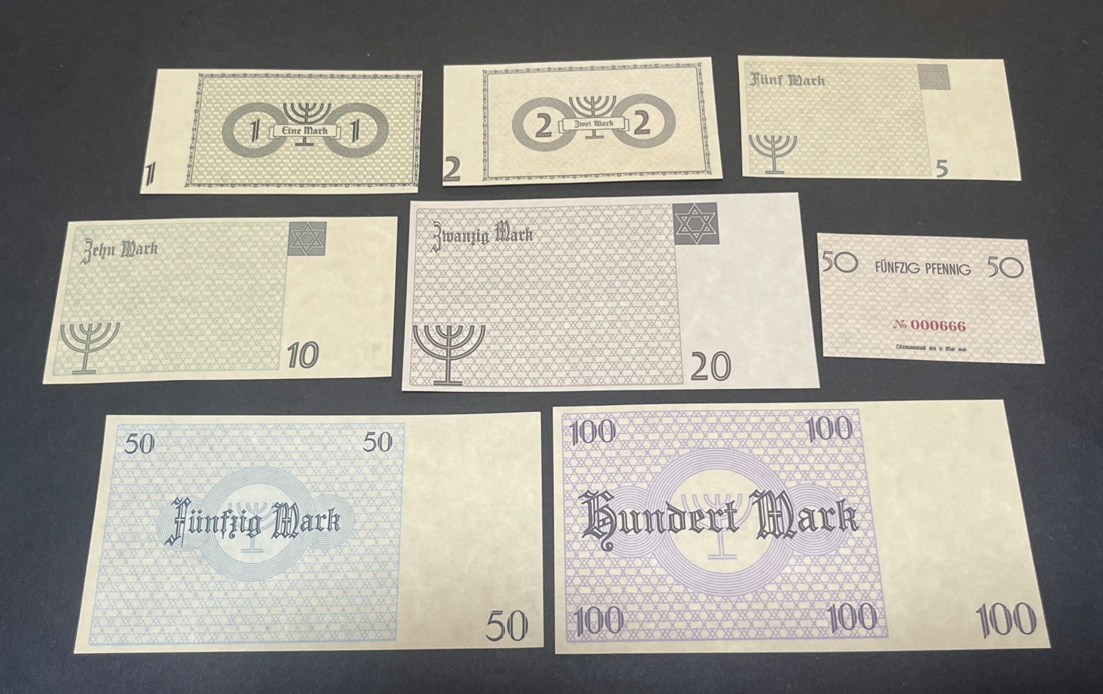 WWII WW2 German Third Reich Jewish Lodz Concentration Camp Banknote Set Notes