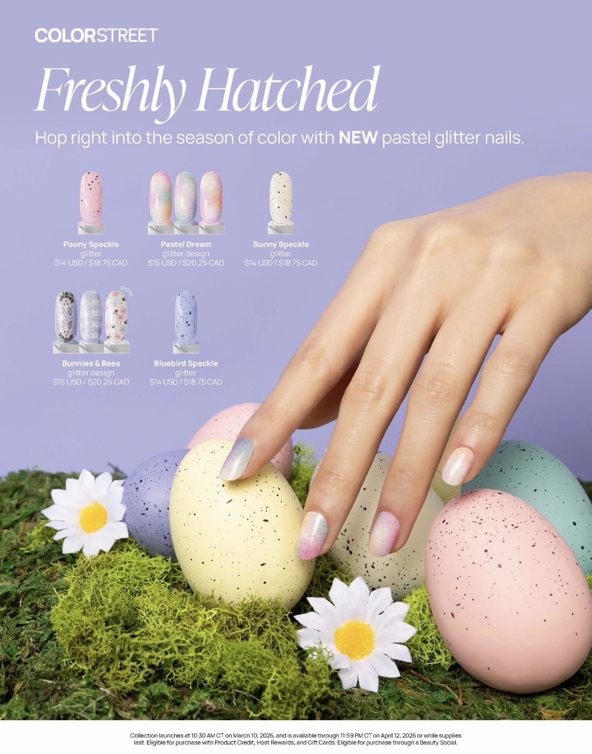 🐣Color Street nail polish strips~ Freshly Hatched ~ 2026 Easter, Bunny, Spring