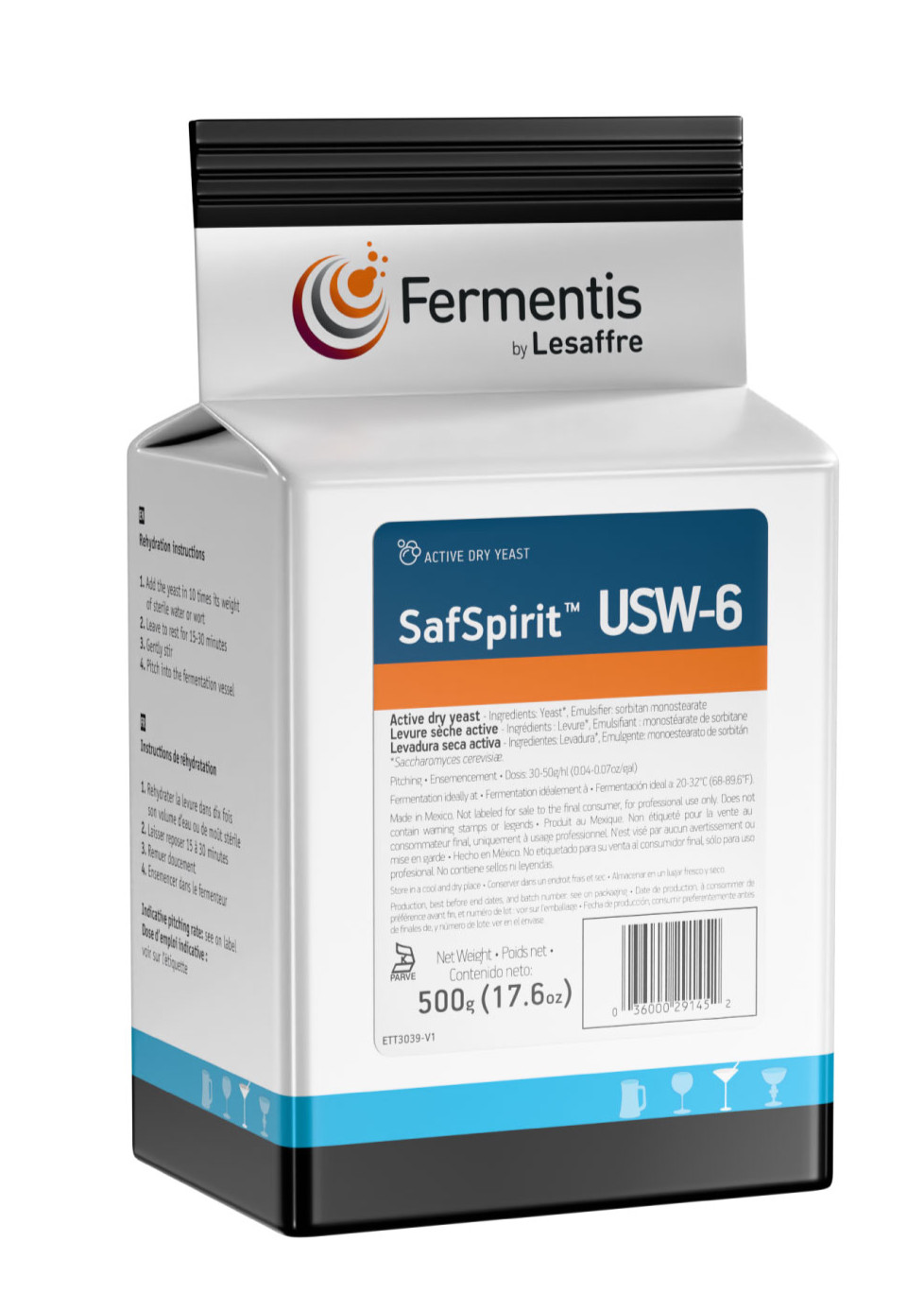 2x 500g Fermentis SafSpirit USW-6 Bourbon/American Whisky Yeast - Vacuum Sealed