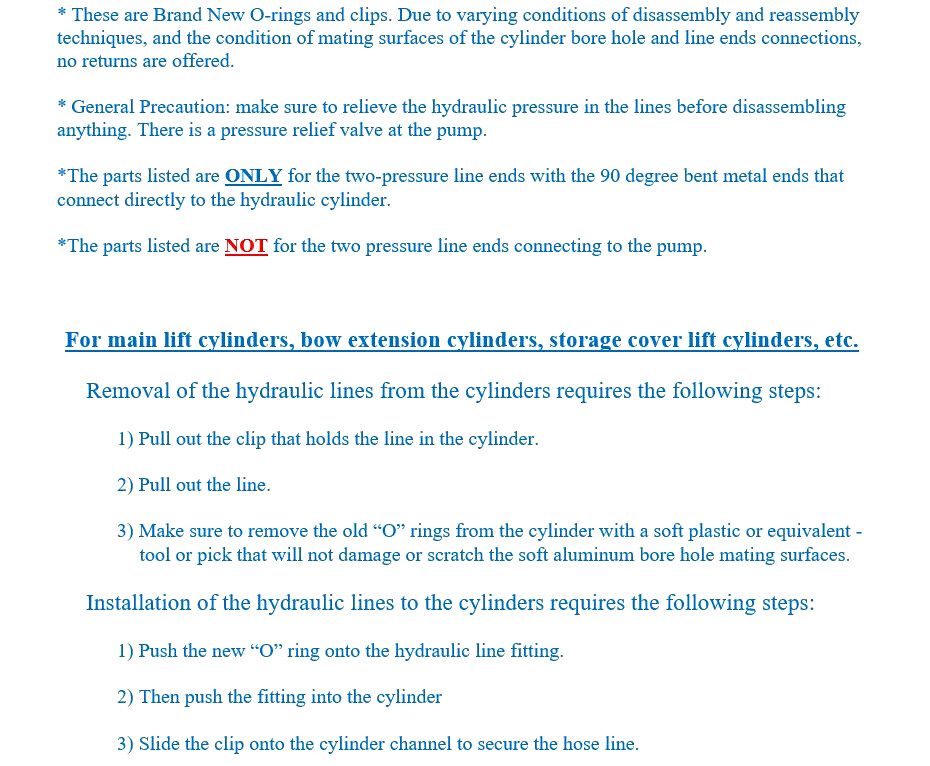 Cadillac OEM Convertible Folding Top Lift Hydraulic Cylinder Line O-Ring Kit XLR