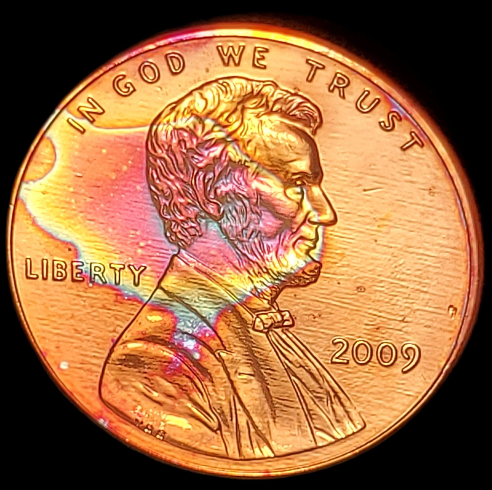 2009 Lincoln Bicentennial Cent Penny "STUNNING" "RAINBOW TONED" #CA-52