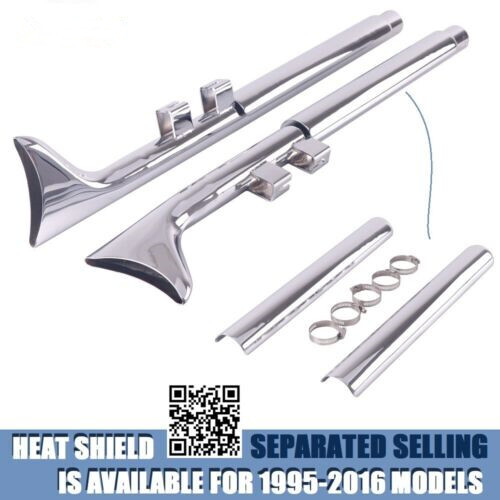 Chrome 36”Fishtail Slip On Exhaust Pipe for Harley Touring Road King 1995-2016