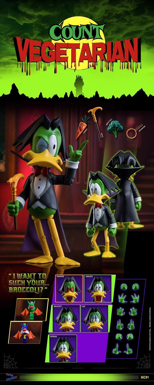 HAPPY CHILDHOOD Count Duckula Toy HC01 VEGETARIAN COUNT Action Figure Collection