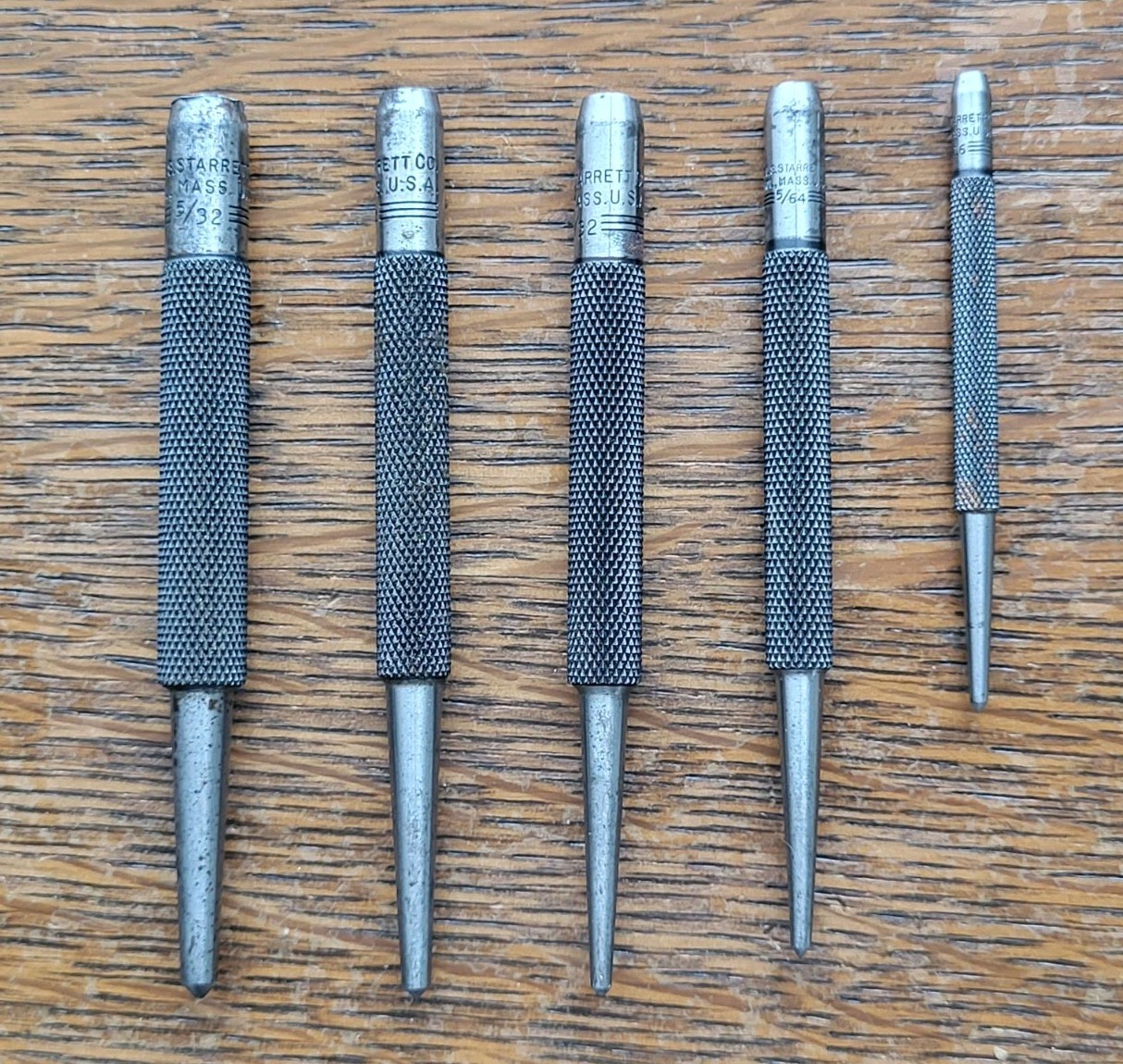Vintage L. S. Starrett No. S 117 Set of (5) Center Punches Machinist Tools USA
