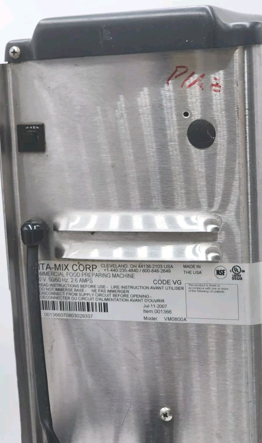 Vita-Mix Commercial Milkshake Frozen Drink Flurry Machine VM0800A Stainless 120V