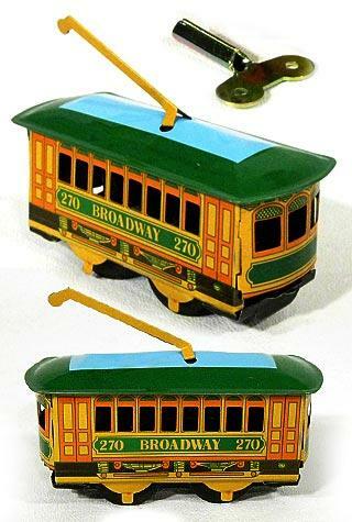 Wind Up Tin Broadway Trolley