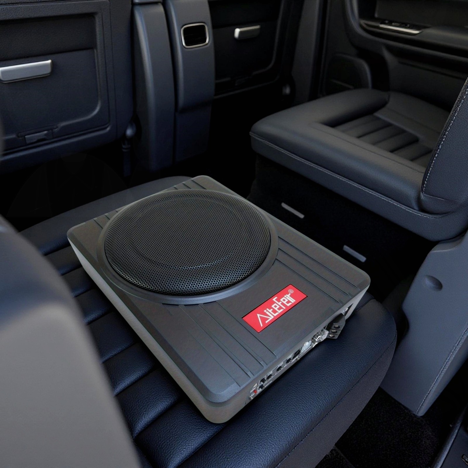 10" 1500W Car Subwoofer - Ultra-Slim Under-Seat, Built-in Amp, Enclosed