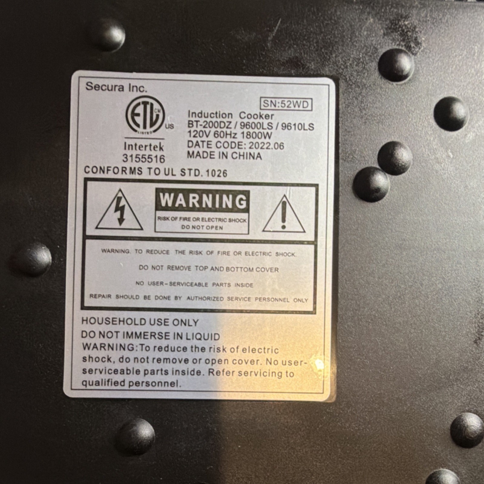 Duxtop Induction Cooktop Portable Burner Tested Working Fast Heat SN:52WD