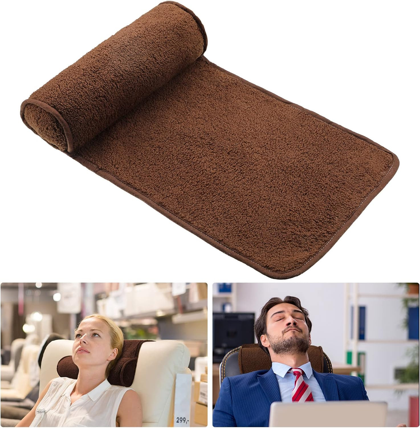 Neck Head Pillow for Recliner Chair Non Slip Fleece Adjustable Neck Roll Support