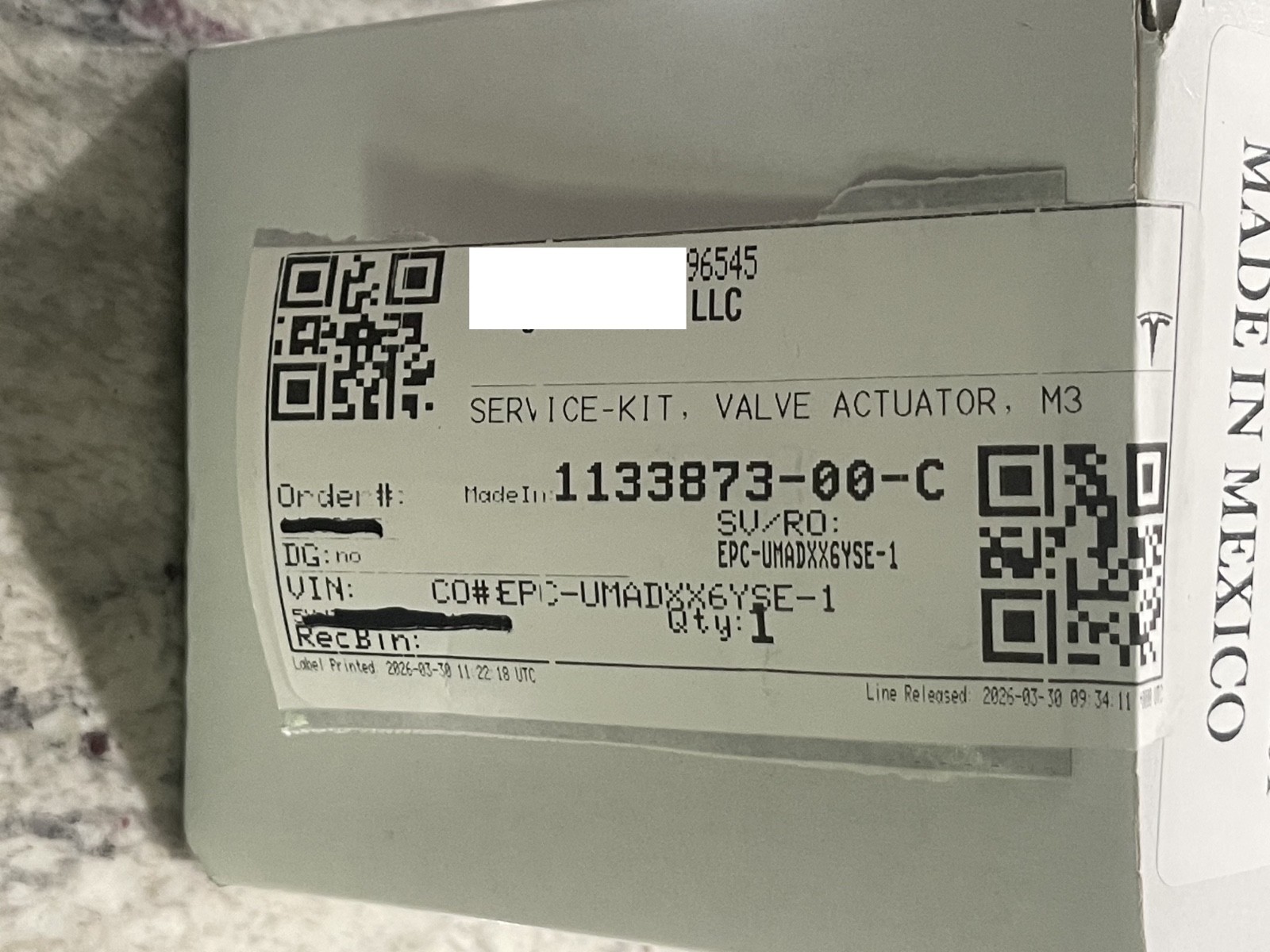 NEW OEM Tesla Model 3 Service Kit Valve Actuator 1133873-00-C, ORIGINAL PART