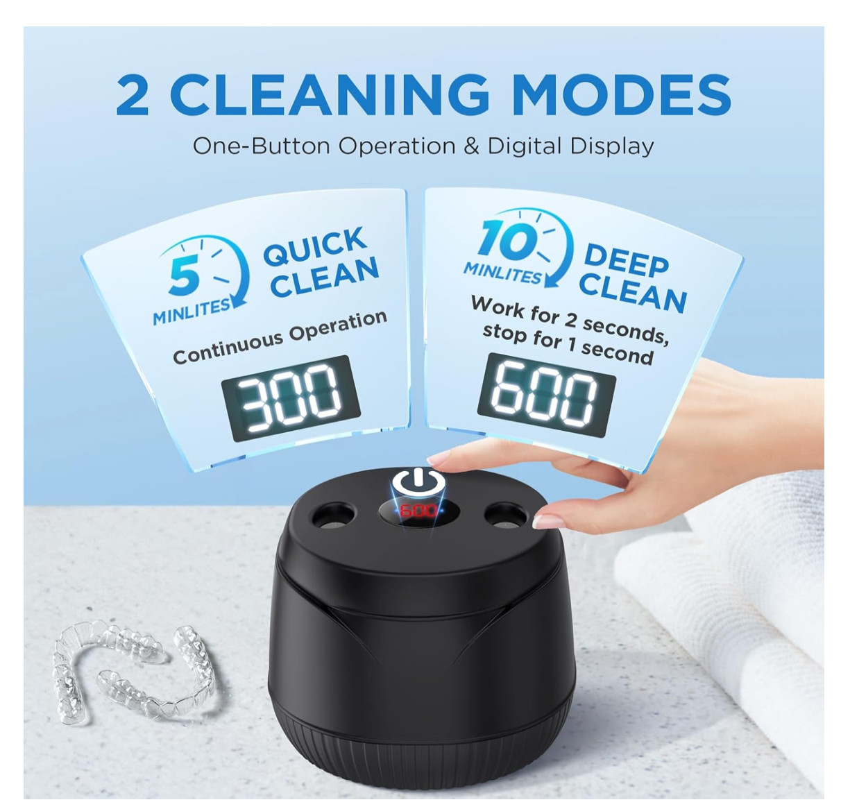 Dental Ultrasonic Retainer Cleaner Machine - Dental Cleaning Pod for Denture,...