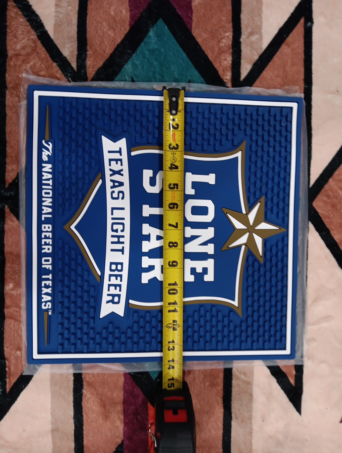 Lone Star Light Texas Light beer Rubber Bar Runner Mat No Spill 14 X 14 Inches