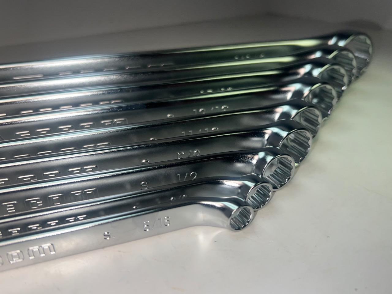 NEW Facom 56L Series 9pc 10° Offset LONG Box End SAE Wrench Set 5/16" to 1-1/4"