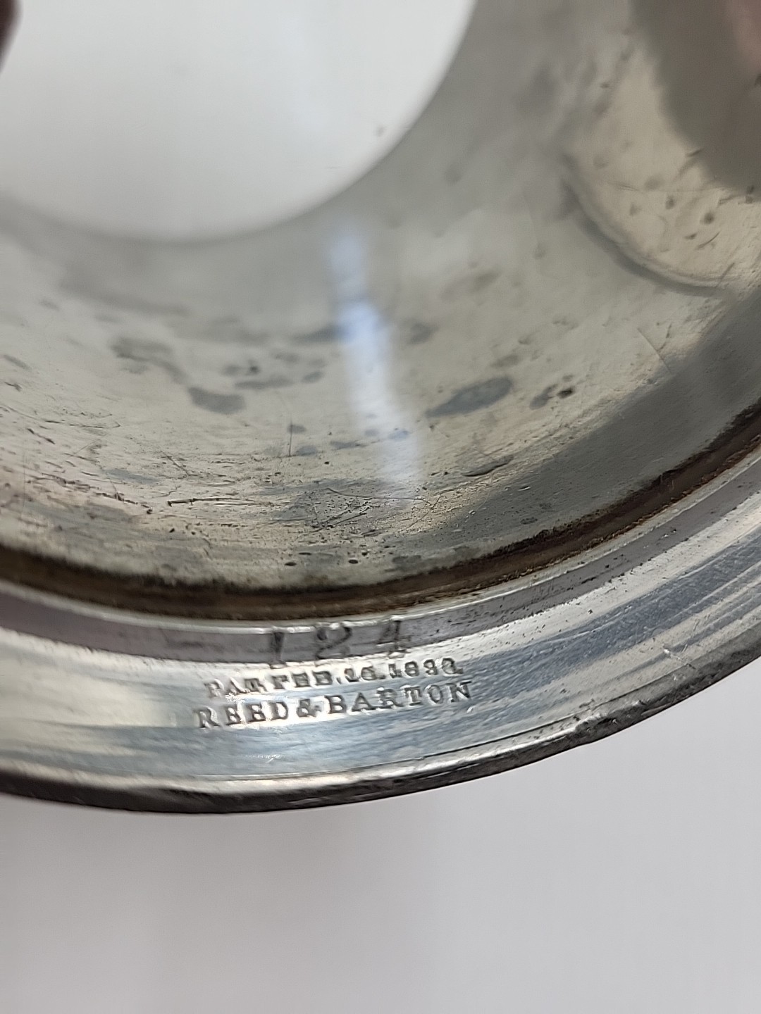 2~Vintage Reed & Barton Pewter Tankard Mugs #124,#232 Glass Bottoms Engraved