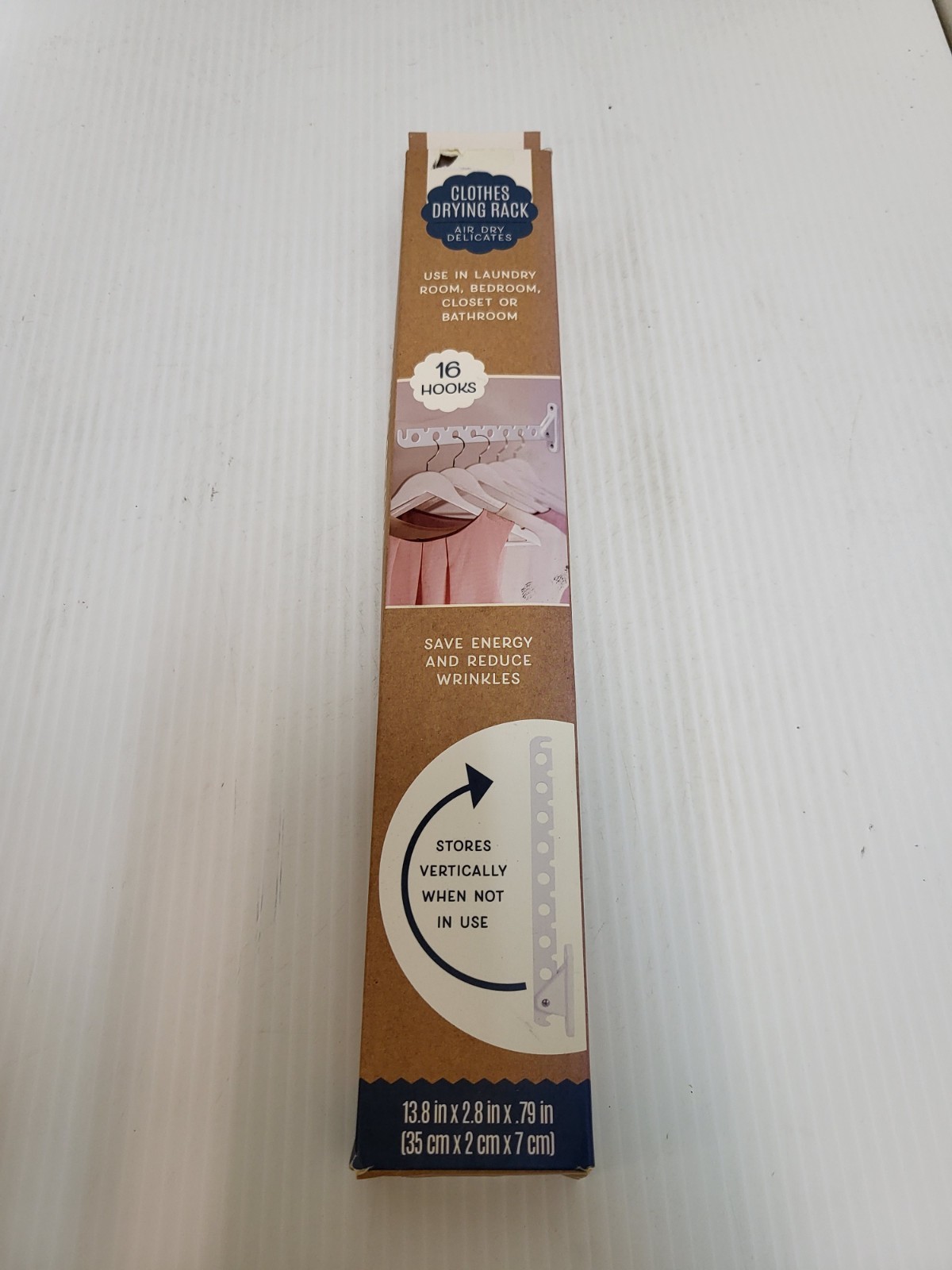 Clothes Drying Rack - Stores Vertically With 16 Hooks White