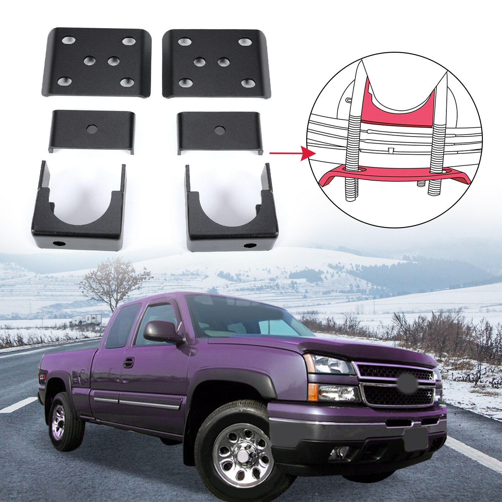 6" Lowering Drop Rear Axle Flip Kit For 99-06 Chevy Silverado&Sierra 1500 STEEL
