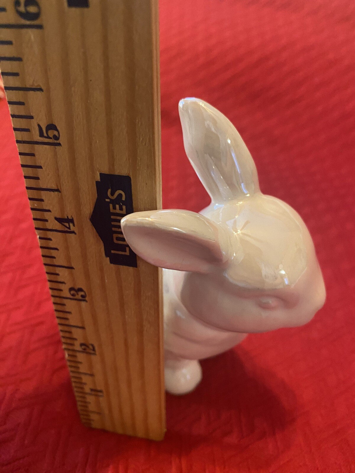 Ceramic White Bunny Rabbit Figure Pearl Glaze Easter Decor Spring