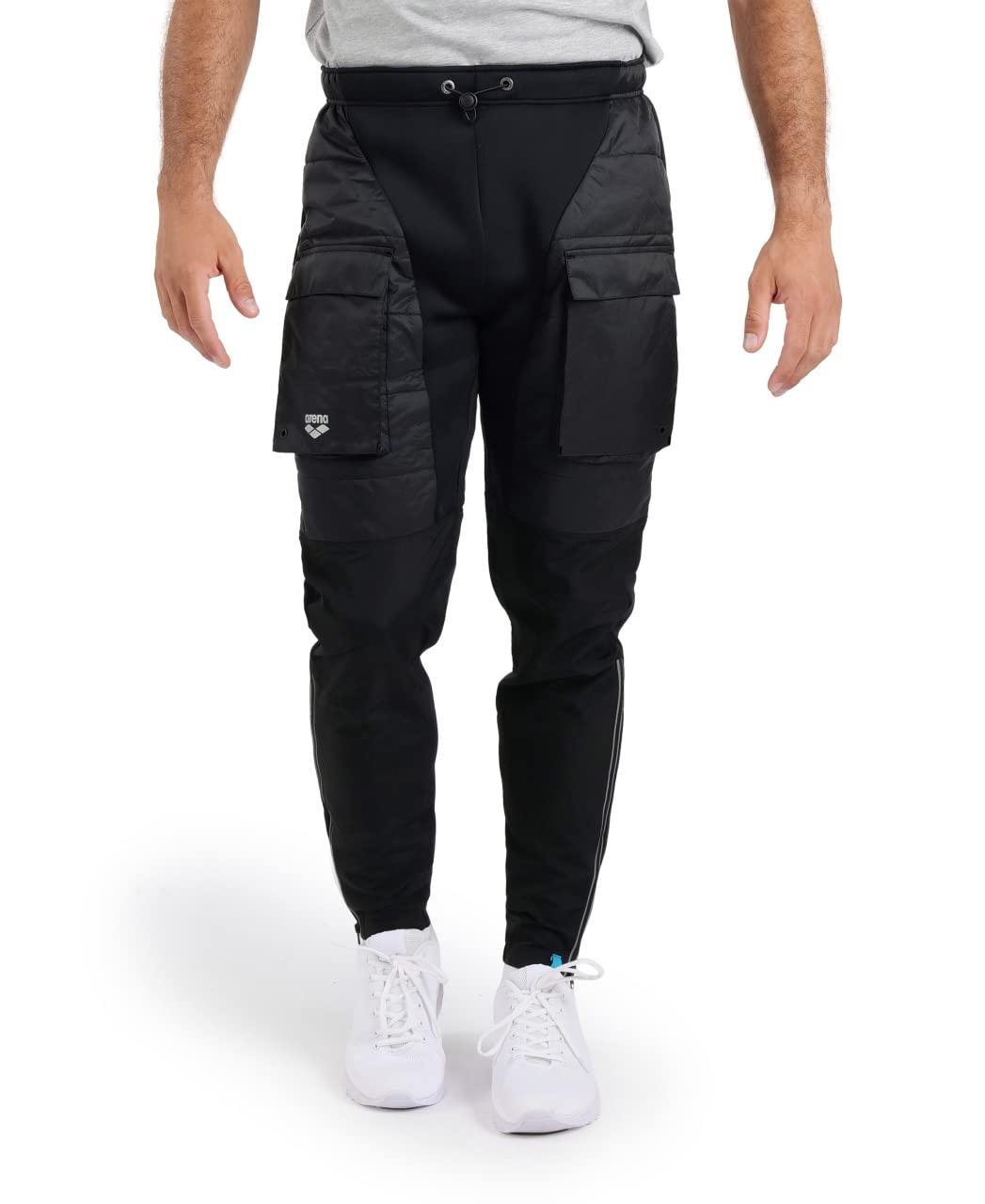 ARENA Men's Team Half-Quilted Tech Cargo Water Repellent Pant, Black, Small