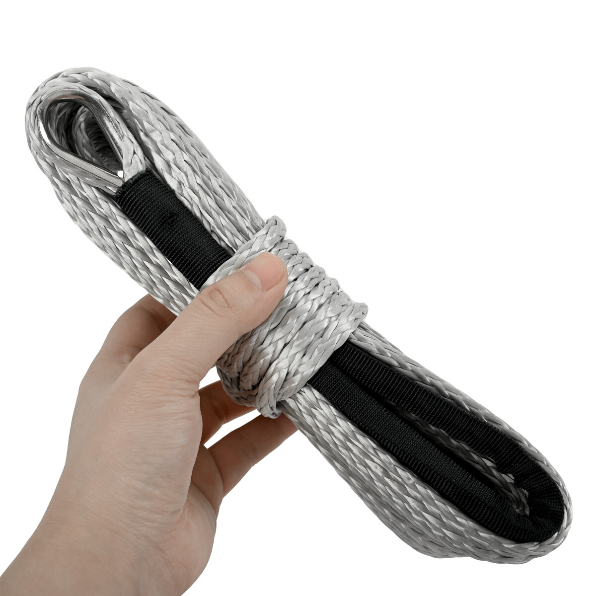 1/4"x50' 10000LBS Synthetic Winch Rope Line Recovery Cable 4WD ATV UTV Gray #UP