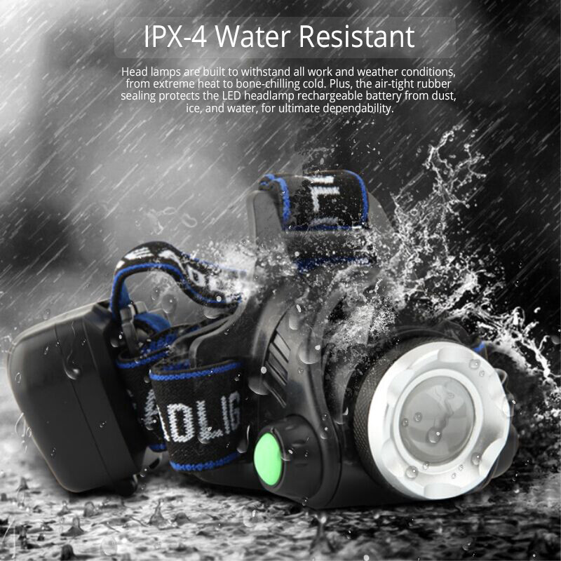 25000LM LED Headlamp Rechargeable Headlight Zoomable Head Torch Lamp Flashlight