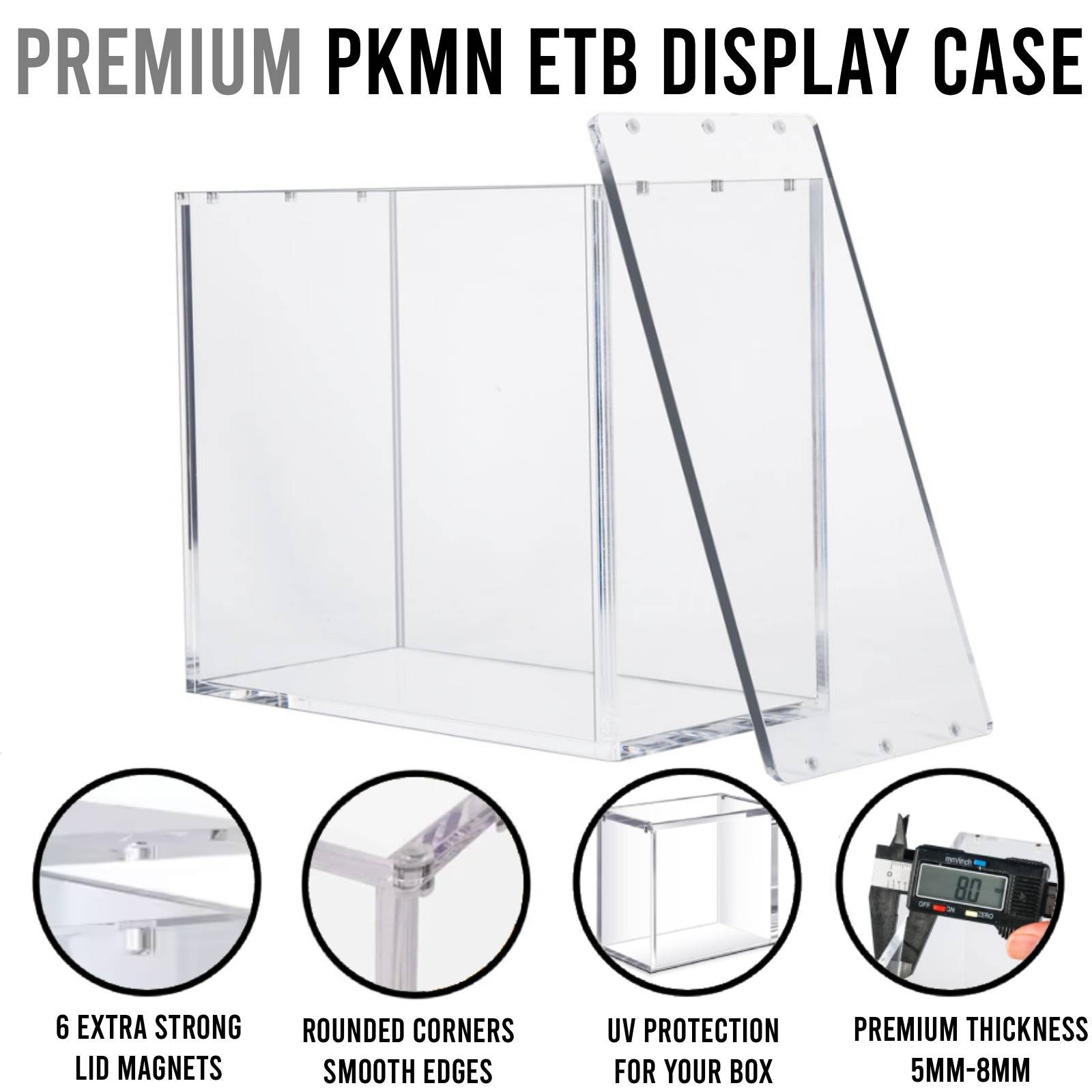Pokemon Premium ETB Magnetic Acrylic Display Case | 8mm + 5mm Acrylic