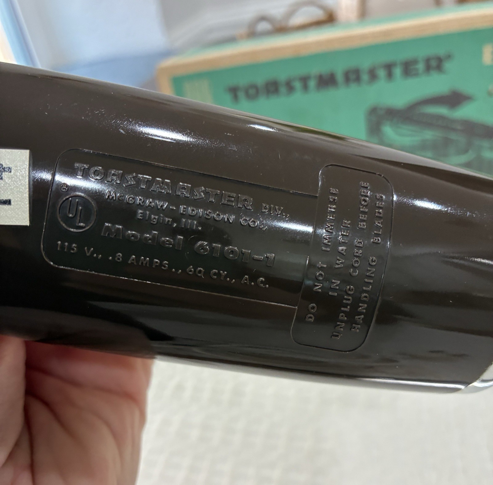 Vintage 1970's Toastmaster Electric Knife Model 6101 w/ Original Blue Box