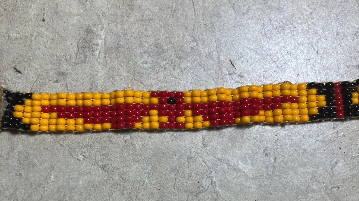 Antique beaded Native American hat band/head band-Thunderbirds-Navajo??