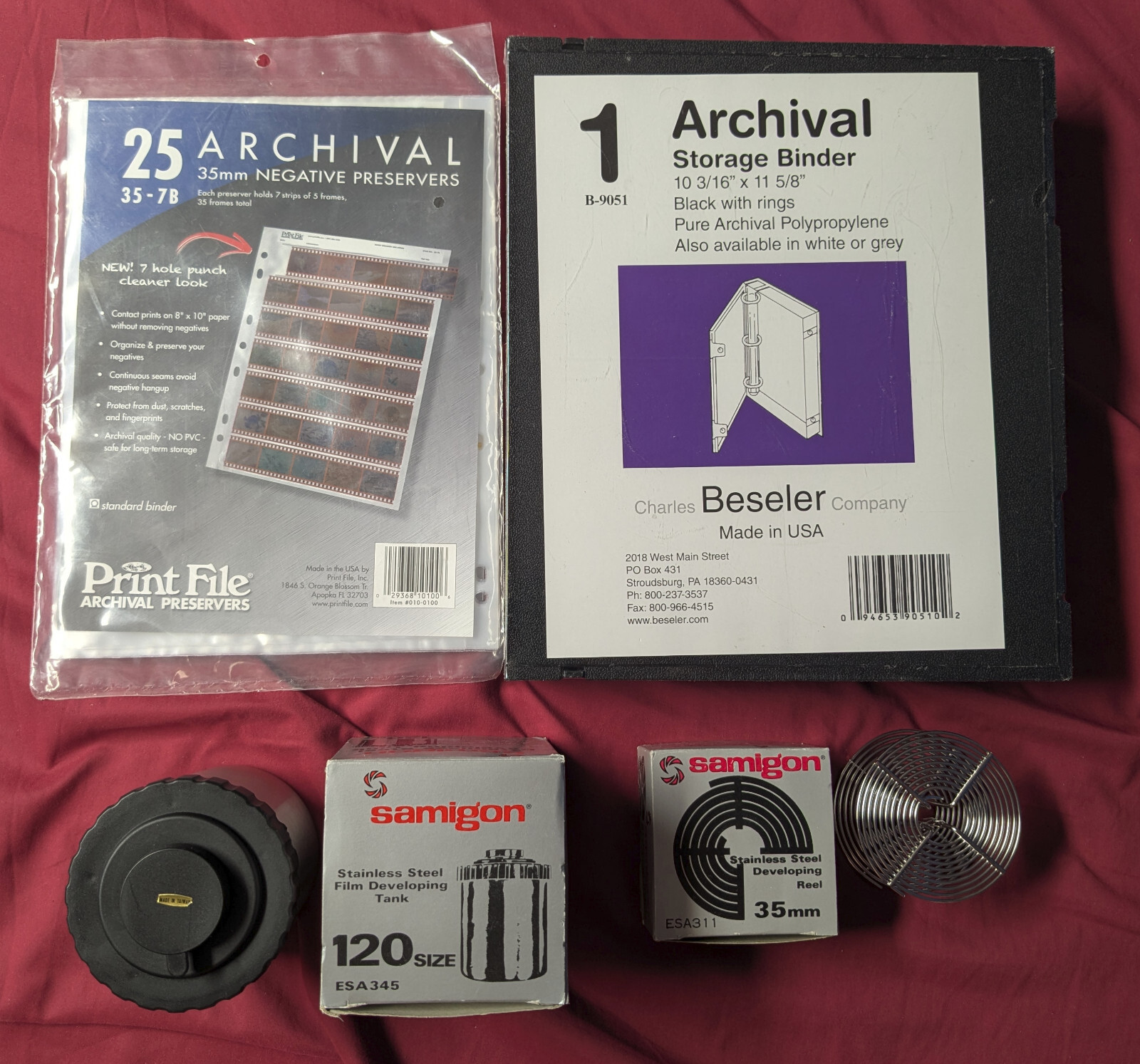 (NEW) Film Developing - Samigon 35mm Reel 120 Tank - Beseler Binder + Negatives