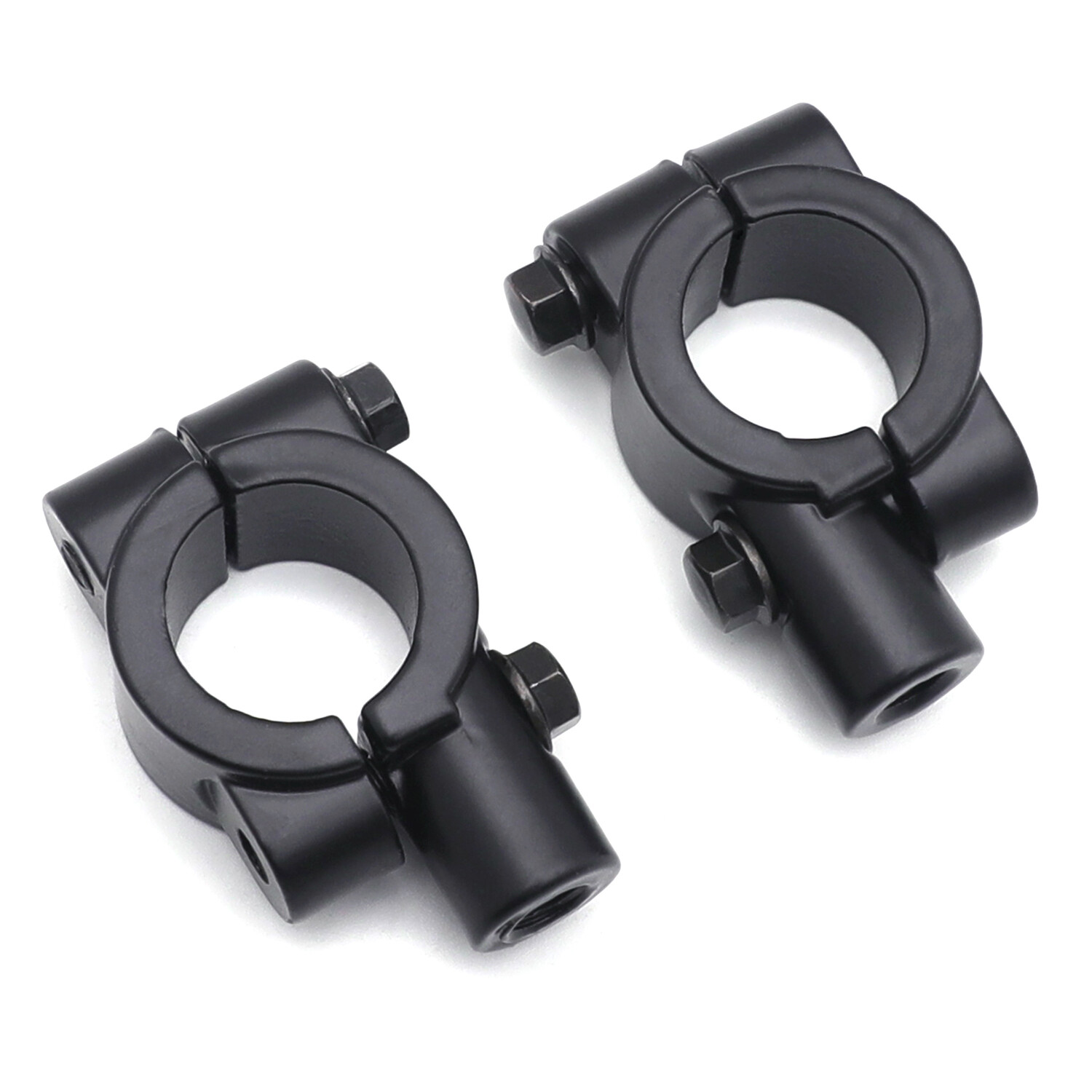 Black 1" 25mm Motorcycle HandleBar 10mm Mirror Thread Mount Holder Clamp Adaptor