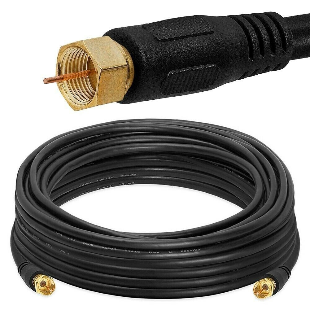 RG6 Coaxial Black Cable Dual SHIELDED Extension Coax Satellite TV Antenna Wire