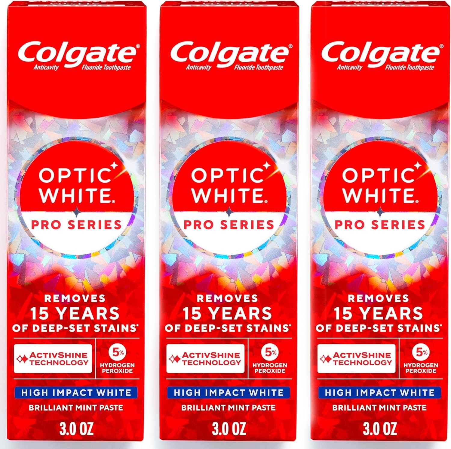 Colgate Optic White Pro Series High Impact White, 3 Pack, Teeth Whitening Toothp