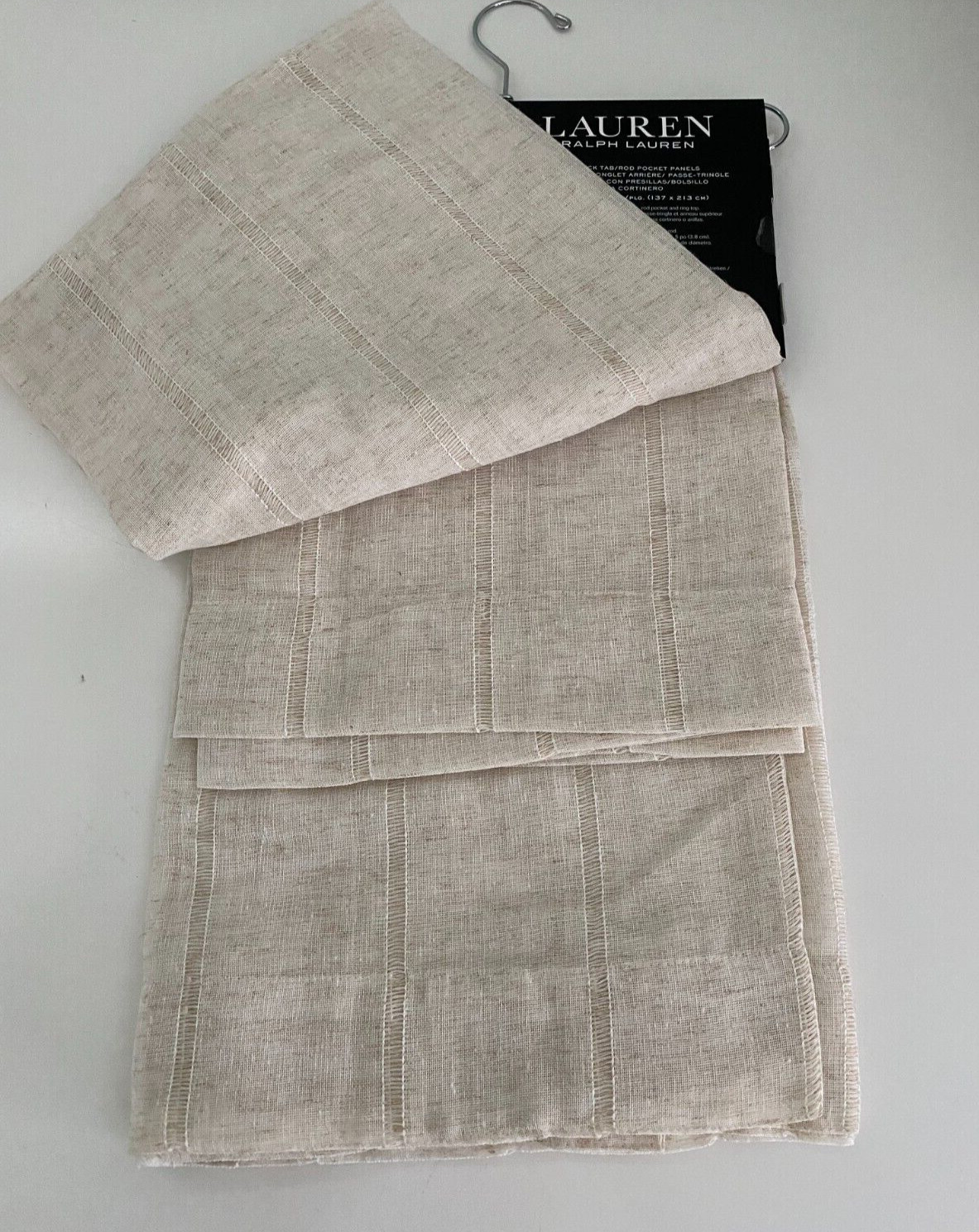 New Ralph Lauren Window Curtains 2 Panels Beige 54 x 96 Linen Hamilton Back Tab